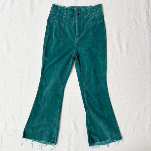 We The Free Denim - We The Free Jayde Cord Flare Jeans green blue teal emerald High Rise - Sz 31